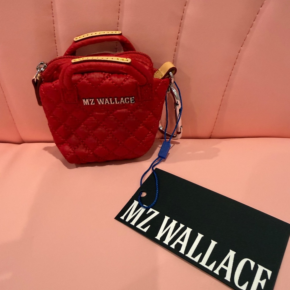 NWT MZ Wallace Quilted Mini Tote Bag Charm in color Apple (Red)